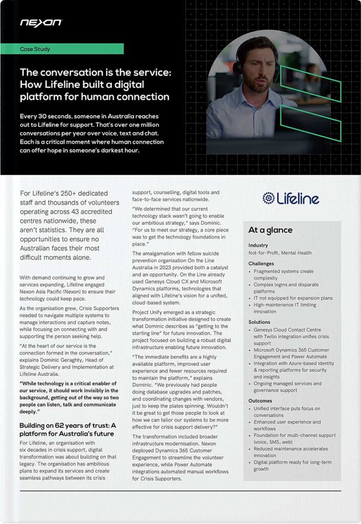 Download the Nexon Customer Success Story - Lifeline Australia