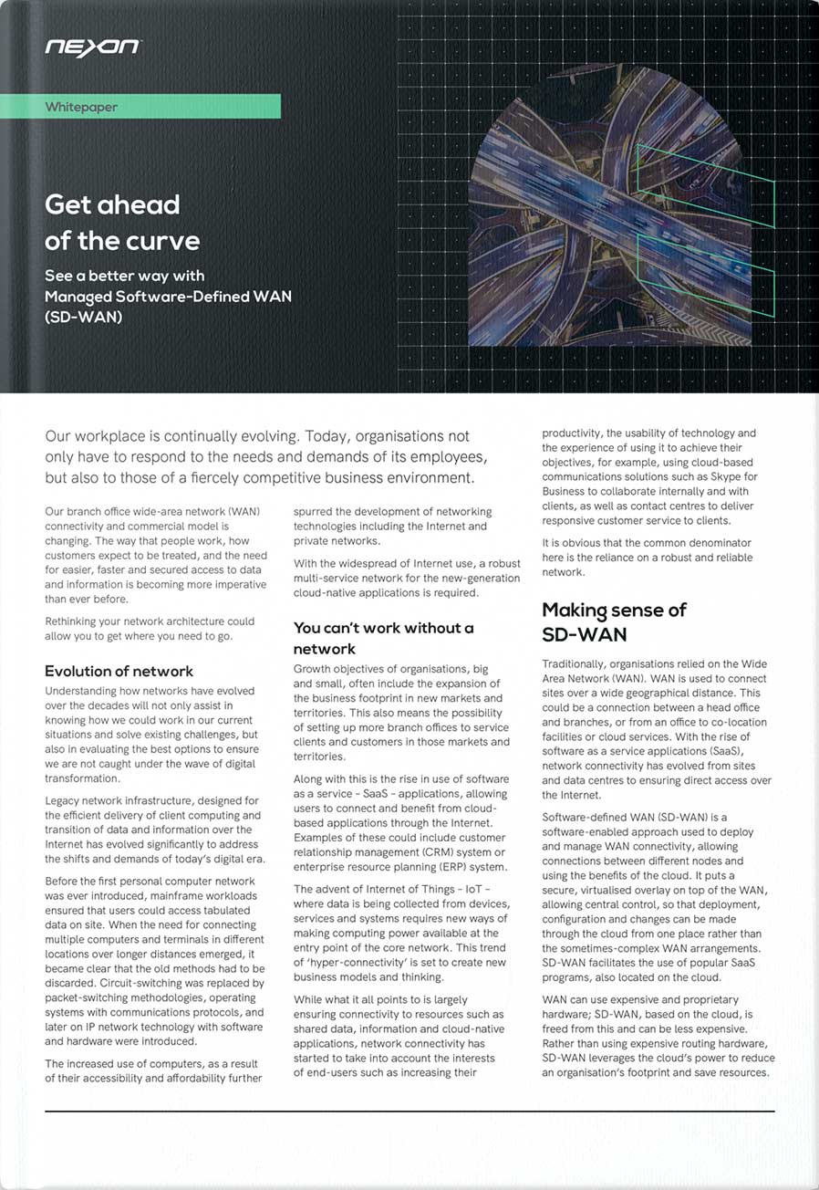 Nexon Whitepaper - Get ahead of the curve with software-defined wan (SD-WAN)