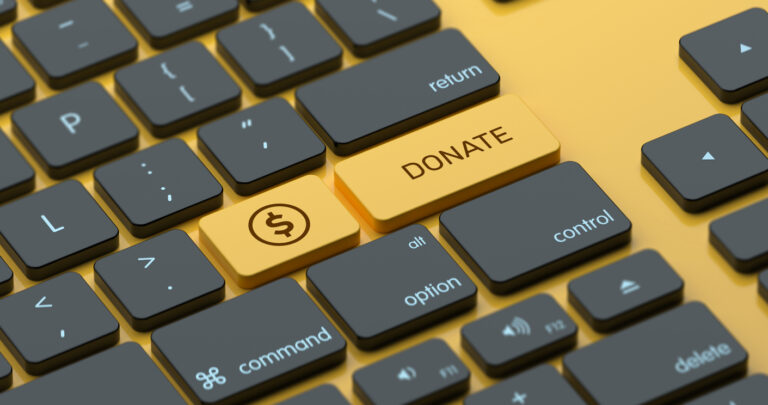 Donate Key Icon On Keyboard Concept 3D Rendering
