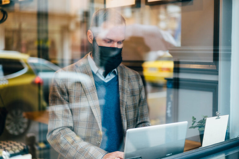 Businessman with face mask